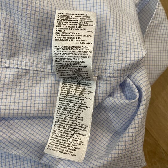 Banana Republic Slim Fit Non-Iron Dress Shirt — Blue Mini Grid (Men’s M) - Picture 7 of 10